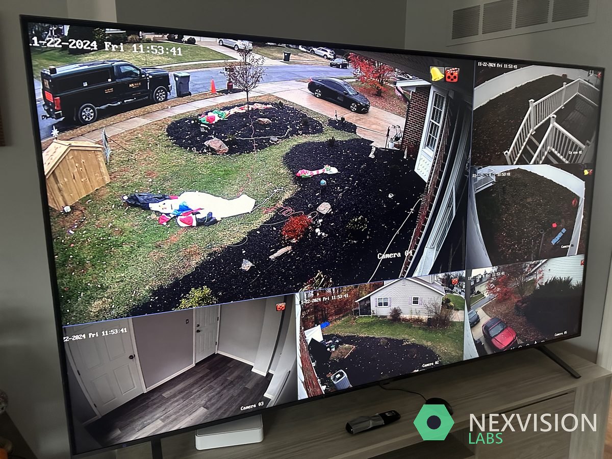 Todas las cámaras vistas a la vez en el televisor de la sala