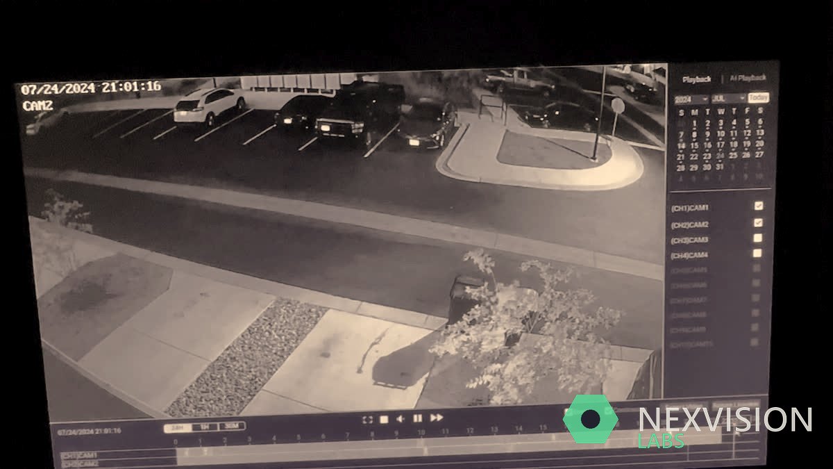 Grabación de visión nocturna real a las 9 de la noche